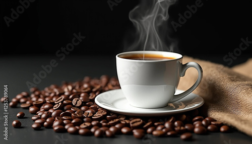 cup of coffee with beans