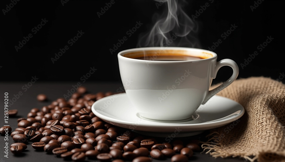 cup of coffee with beans cup of coffee with beans
