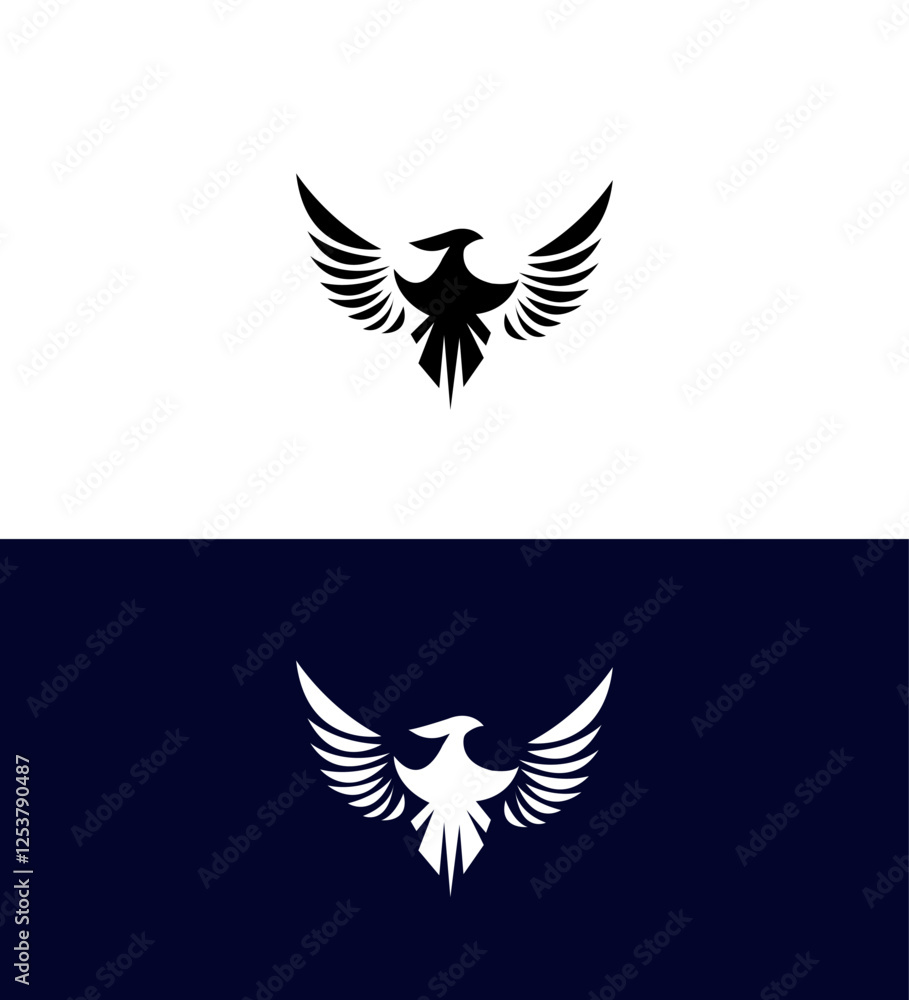 Obraz premium Stylized Phoenix Bird Logo Design Black, White, Variations