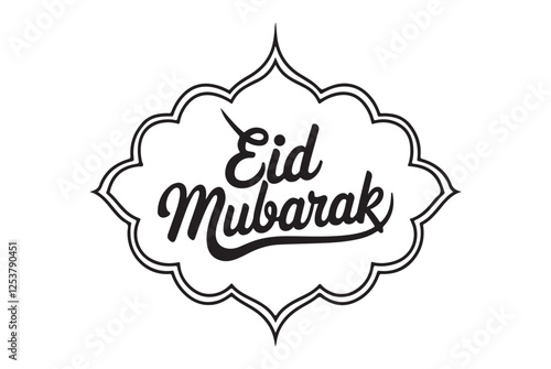 Eid Mubarak greeting text celebrating the joy of the muslim festival. Eid Mubarak calligraphic design. Vector illustration