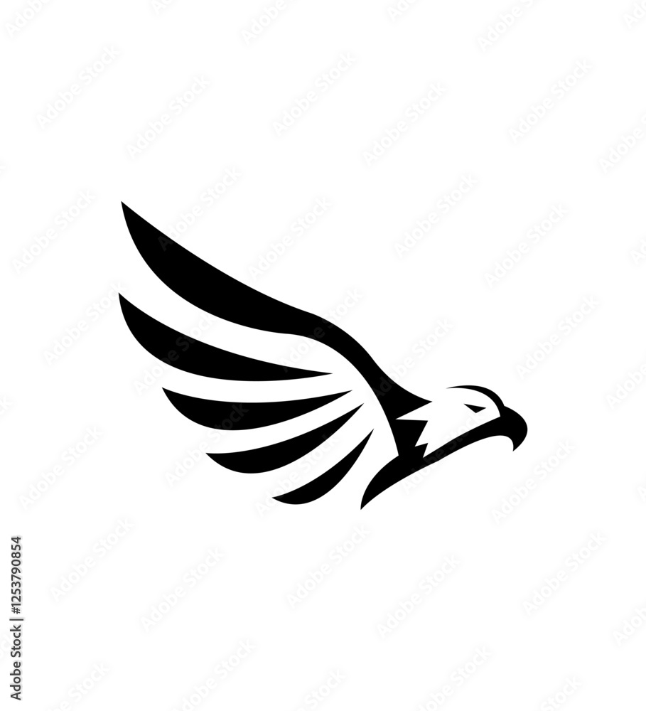 Fototapeta premium Stylized Eagle Wings Logo Design Black, White, Bird, Freedom, Power