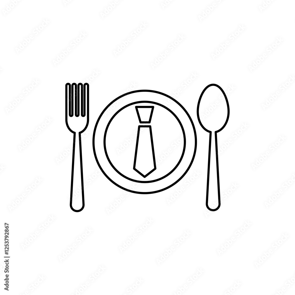 Business lunch, dinner icon Vector logo set flat Business lunch, dinner icon Vector logo set flat