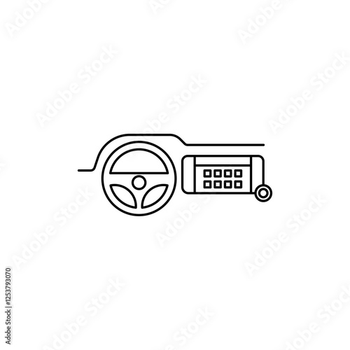 Car with touchscreen display icon Vector logo set flat