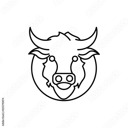 cow head icon Vector logo set flat