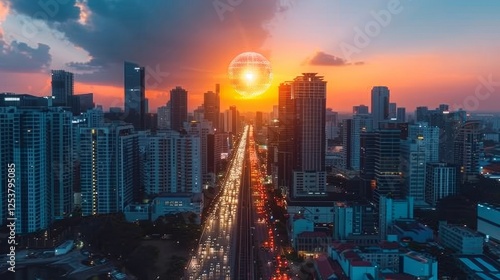 Wallpaper Mural Illuminated digital globe showcasing interconnected tax data and global financial networks Torontodigital.ca