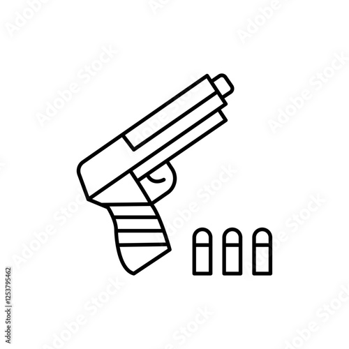 Gun with ammunition icon Vector logo set flat