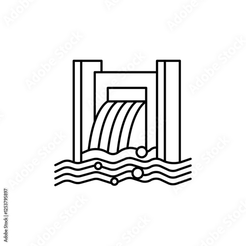 Hydroelectric dam icon Vector logo set flat