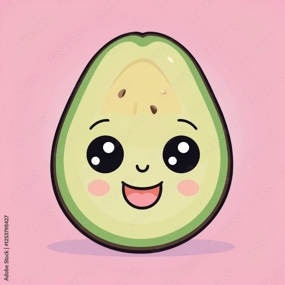 Fototapeta premium Cute adorable cartoon kawaii delicious food with face and pastel color background illustration texture design. 