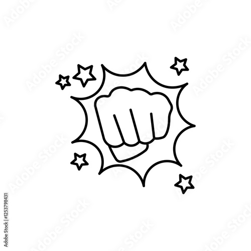 punch fist hand icon Vector logo set flat