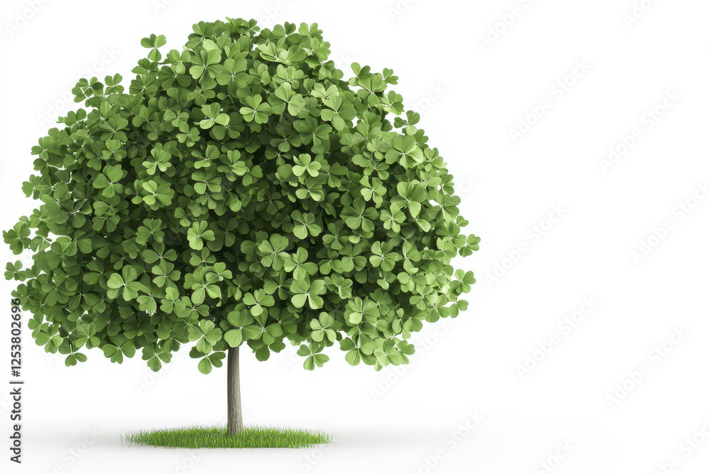 Adorable cartoon 3D clover leaf tree with lush green foliage Adorable cartoon 3D clover leaf tree with lush green foliage