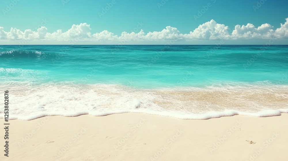 Idyllic Tropical Beach with Turquoise Water and Soft Waves Under a Clear Blue Sky Idyllic Tropical Beach with Turquoise Water and Soft Waves Under a Clear Blue Sky