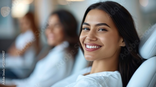 Free Download Smiling female dentist in modern clinic with professional team and advanced dental equipment - GFXLoad