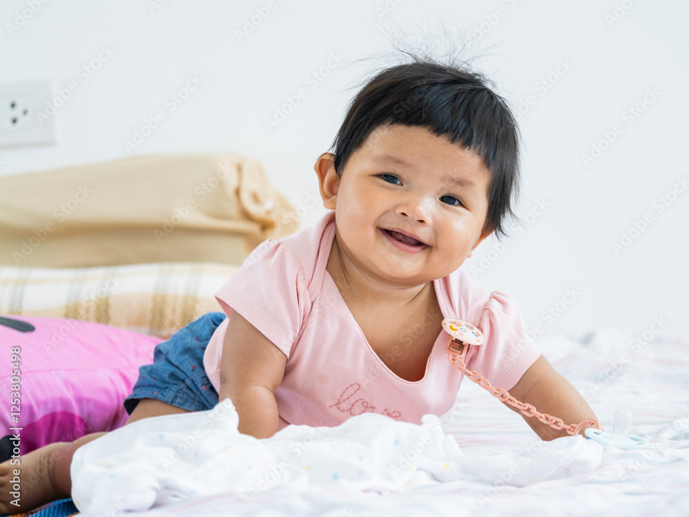Joyful family moment with a baby girl home interior lifestyle cheerful atmosphere