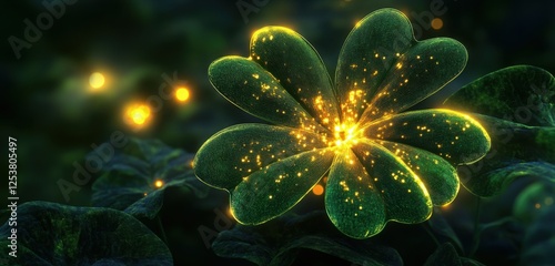 Wallpaper Mural Hyper-detailed glowing Saint Patricka??s flower with smooth velvet petals q2, Torontodigital.ca