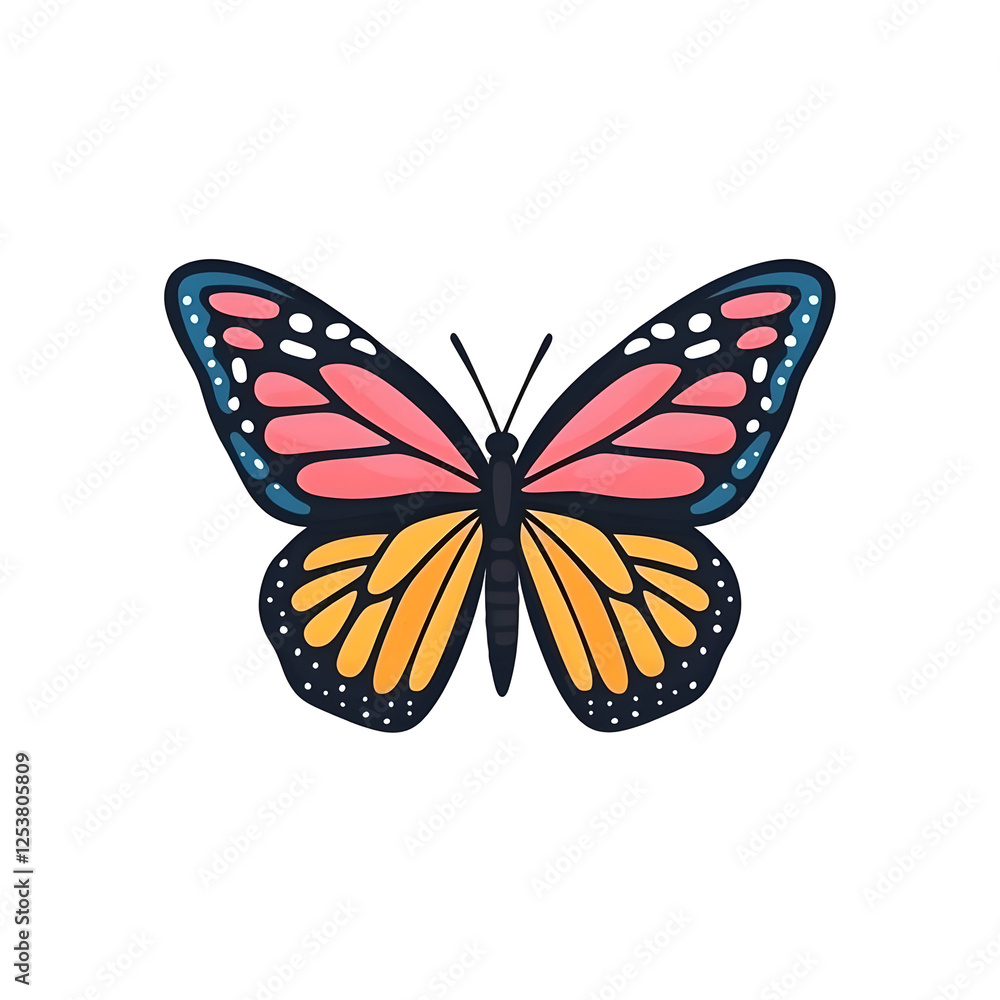 Colorful Butterfly Illustration with Vibrant Patterns and Details Colorful Butterfly Illustration with Vibrant Patterns and Details