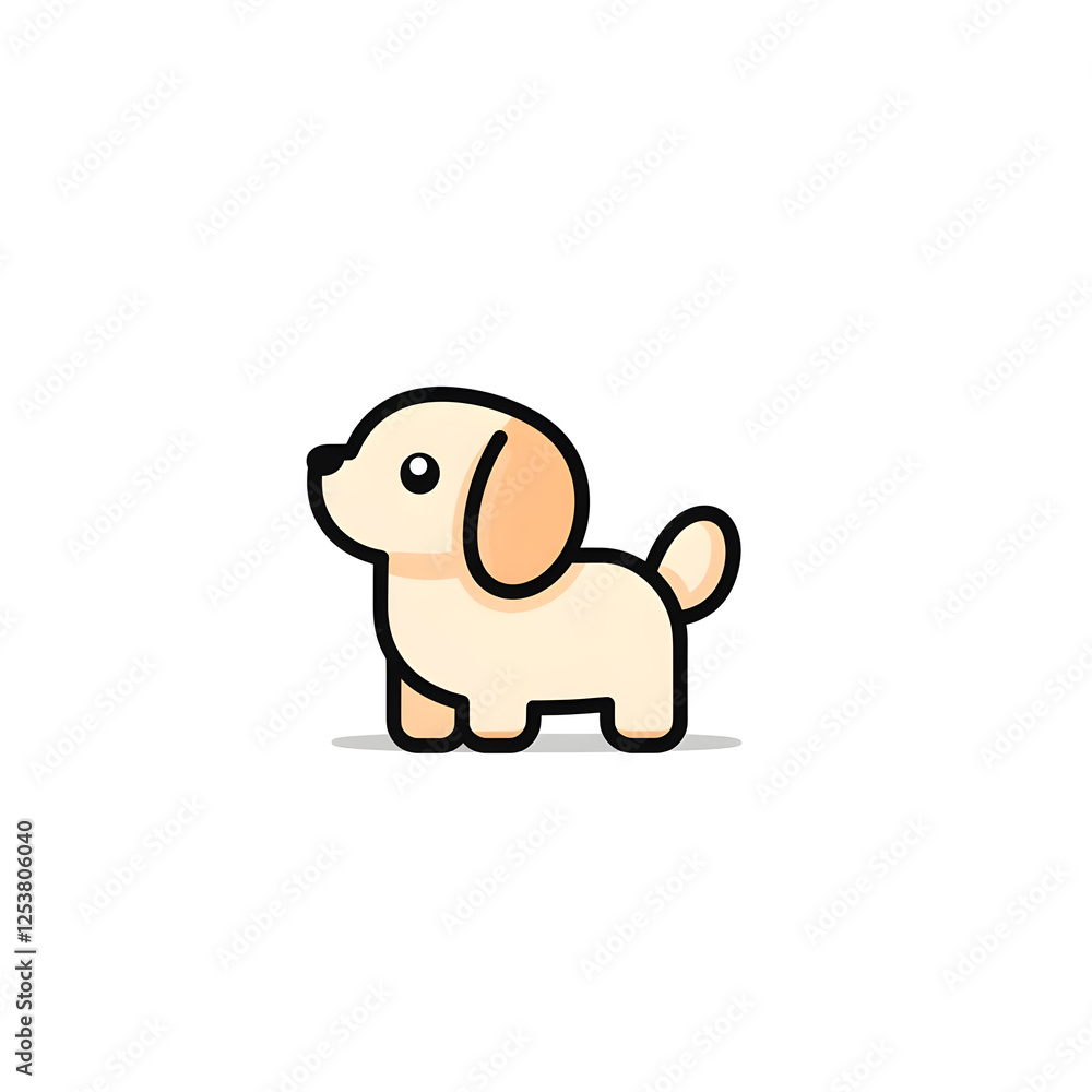Fototapeta premium Cute Cartoon Dog Character with Simple Design and Friendly Expression