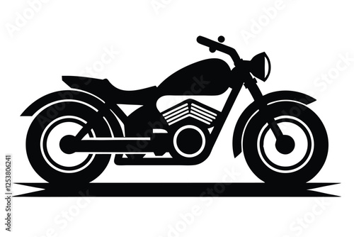 Silhouette vector illustration of a cruiser motorcycle icon on a black and white background