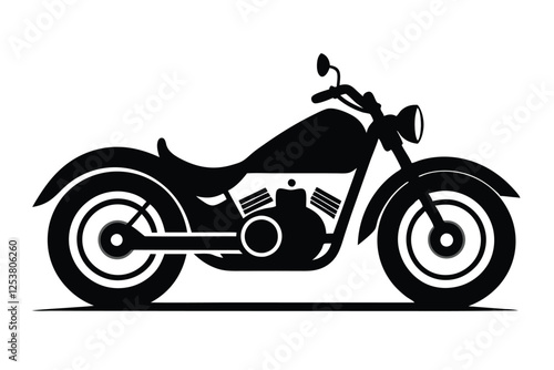 Silhouette vector illustration of a cruiser motorcycle icon on a black and white background