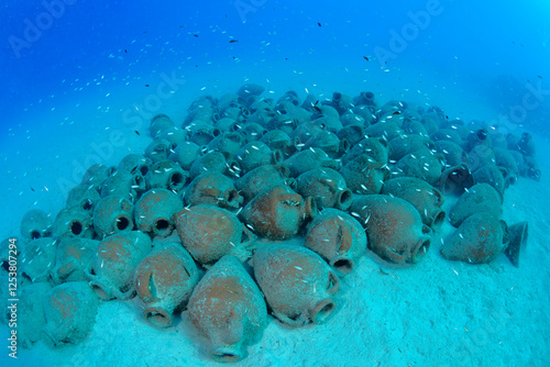 Ancient amphorae underwater Kaş - Turkey