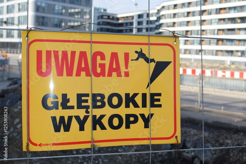 Wallpaper Mural Attention Excavation Work Construction Cite Sign In Poland Torontodigital.ca