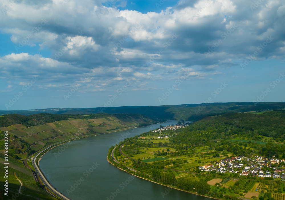 Obraz premium Rheinschleife von oben