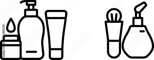 "Cosmetics Icons Representing Beauty, Skincare, and Personal Care Products"