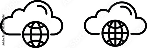 "Global Cloud Icon Representing Worldwide Connectivity, Cloud Computing, and Data Storage"