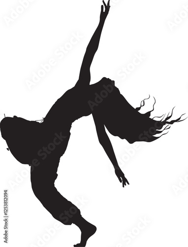 silhouette of a jumping girl
