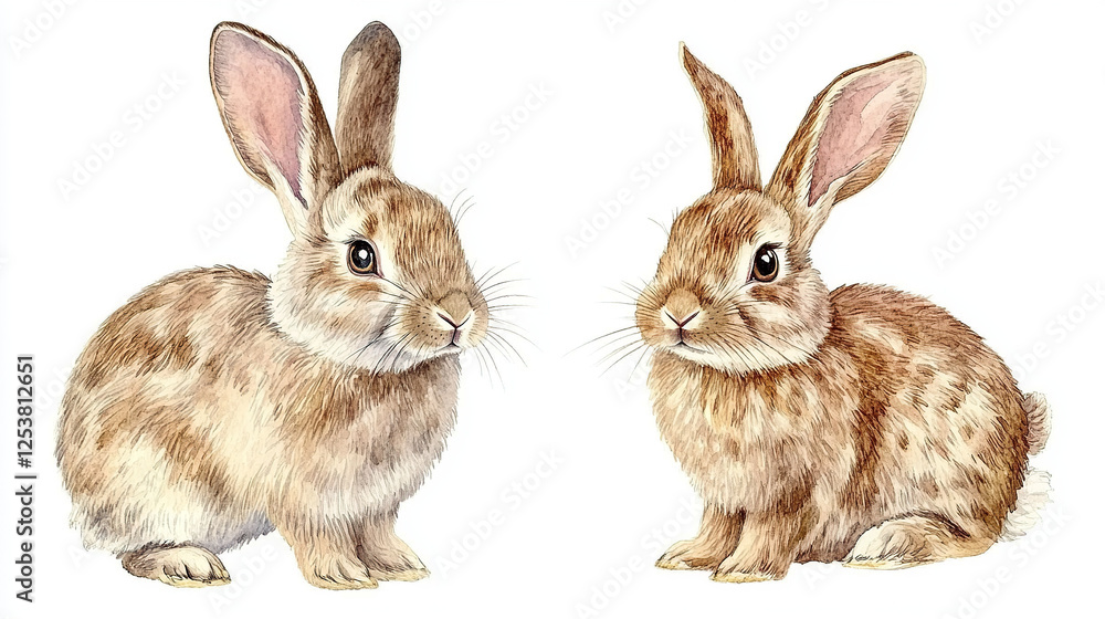 Fototapeta premium Realistic Watercolor Rabbit Illustration