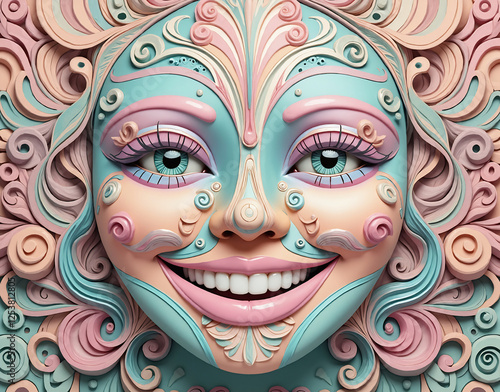 Happy face, art. Author Artist Nadia Russ.