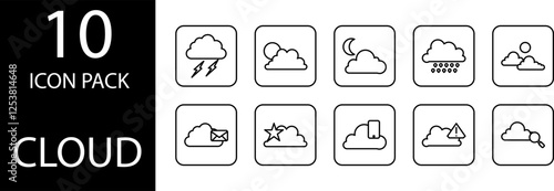 cloud line Editable Icons set. 