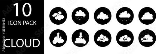 cloud solid Editable Icons set. 