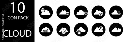 cloud solid Editable Icons set. 