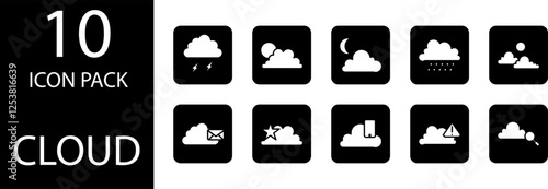 cloud solid Editable Icons set. 