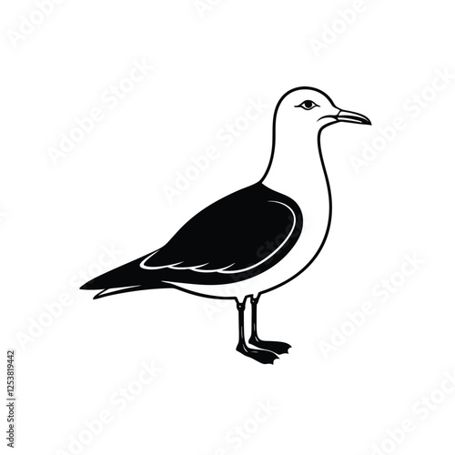 A vector silhouette o herring gull.