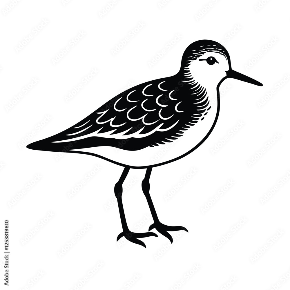 Obraz premium A vector silhouette o sanderling bird.