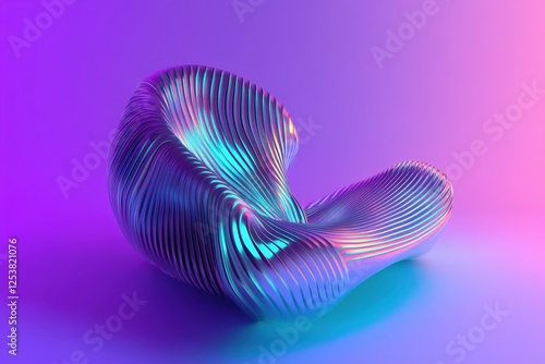 A dynamic composition of wavy, metallic surfaces reflecting light, which inspires a sense of movement and innovation in modern art and design.