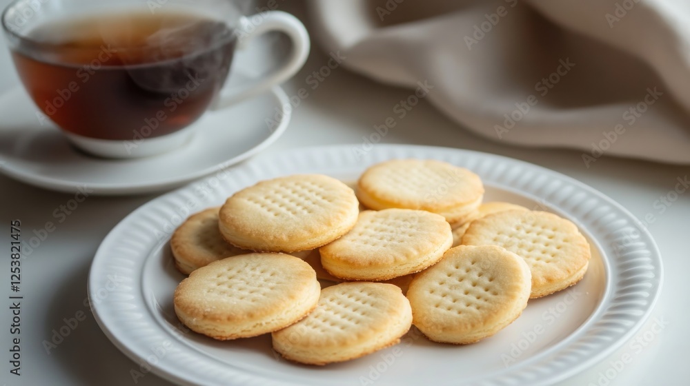 Tea and butter cookies on plate (1) Tea and butter cookies on plate (1)