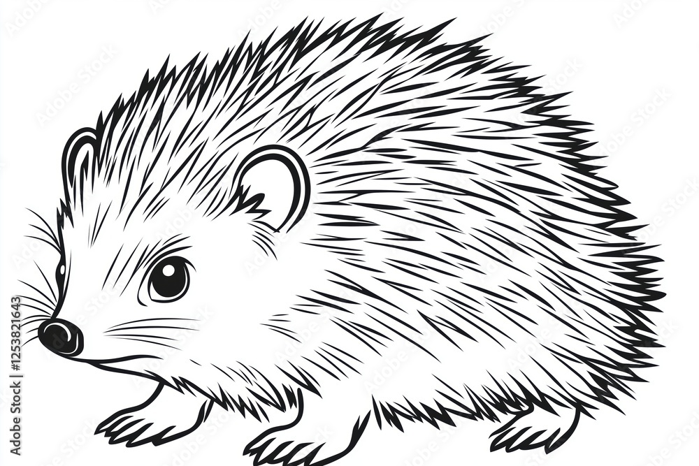 Obraz premium Cute hedgehog coloring page for kids and adults