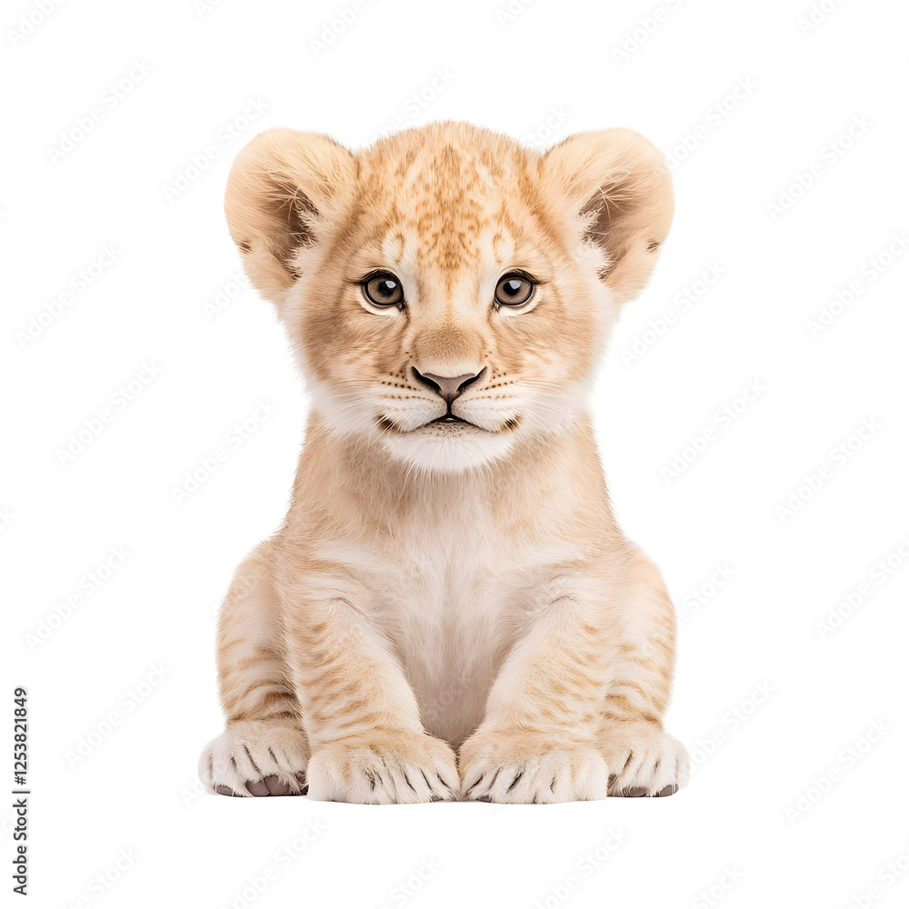 Obraz premium Adorable Young Lion Cub with Beautiful Eyes and Soft Fur