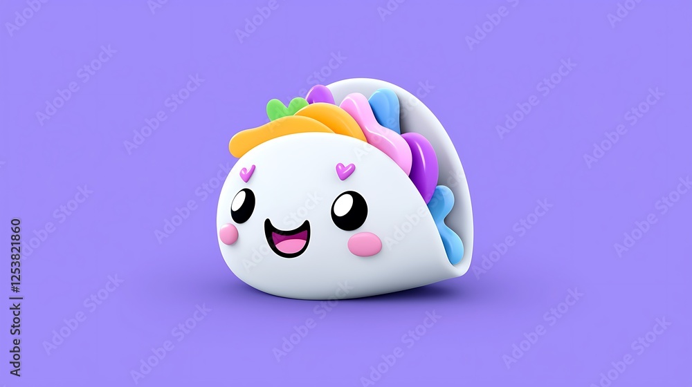 Cute Pixel Art Taco Character on Purple Background Cute Pixel Art Taco Character on Purple Background