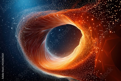 This image depicts a remarkable vortex of light and color, spiraling through a cosmic landscape, evoking powerful emotions related to discovery and the infinite universe.