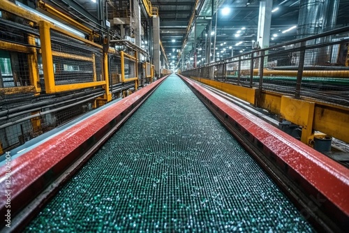 Wallpaper Mural An industrial conveyor belt filled with colorful materials, showcasing the dynamic efficiency and vibrancy of modern manufacturing environments in action. Torontodigital.ca