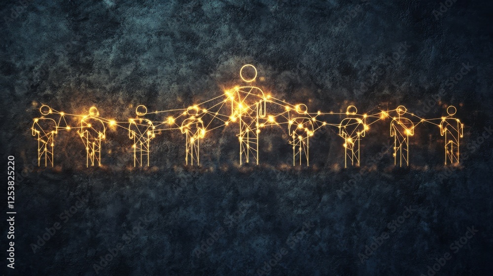 Obraz premium A glowing chart with connected lines forming a banner, symbolizing collaborative teamwork and business organization