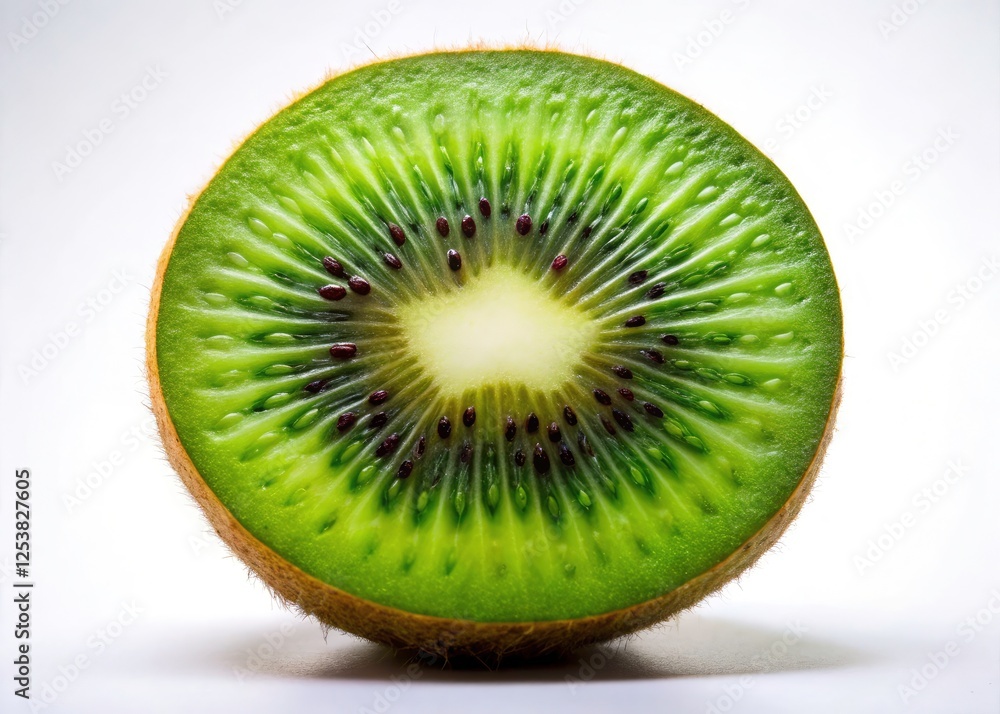 Dark, moody still life: a halved kiwi's juicy green interior shines, bathed in low light. Dark, moody still life: a halved kiwi's juicy green interior shines, bathed in low light.