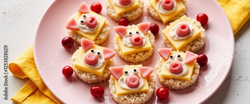 Cute pig-shaped snacks for kids' party ideas, food blogs, creative cooking tutorials, fun recipe sharing, and children's menu inspiration photo