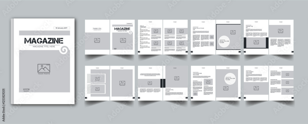 Natural Magazine Template layout cover page with 16 page design concept Natural Magazine Template layout cover page with 16 page design concept