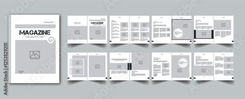 Natural Magazine Template layout cover page with 16 page design concept