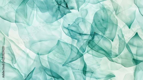 Wallpaper Mural Seamless floral watercolor pattern in light blue and turquoise leaves background. Watercolour paint brush texture for banner, wedding invite, card, flyer, wrapping paper. Torontodigital.ca