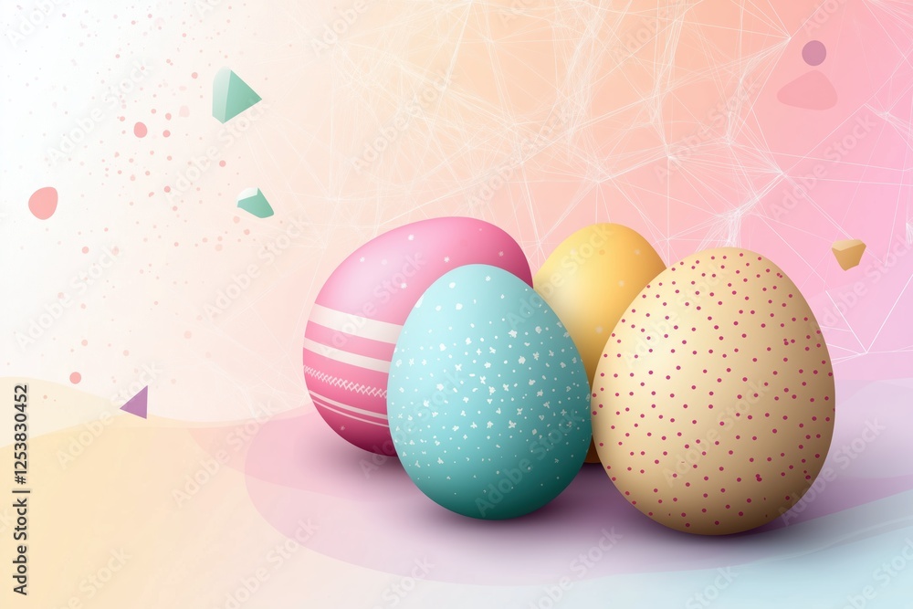Modern Easter background with stylish geometric elements and sleek Easter eggs Modern Easter background with stylish geometric elements and sleek Easter eggs